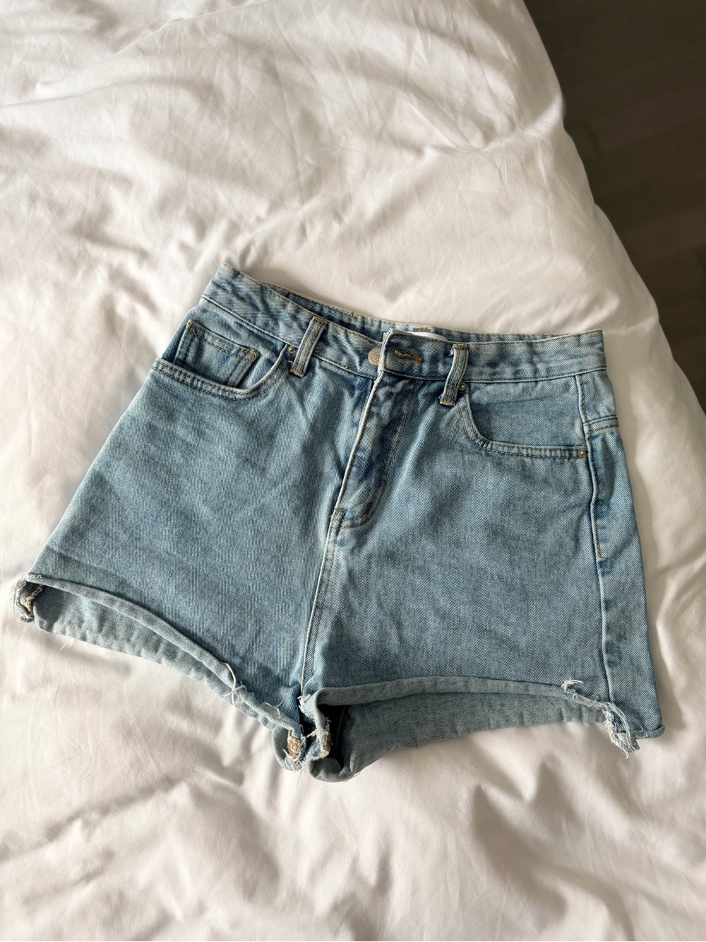 Light Blue Denim Women’s High-Waist Shorts